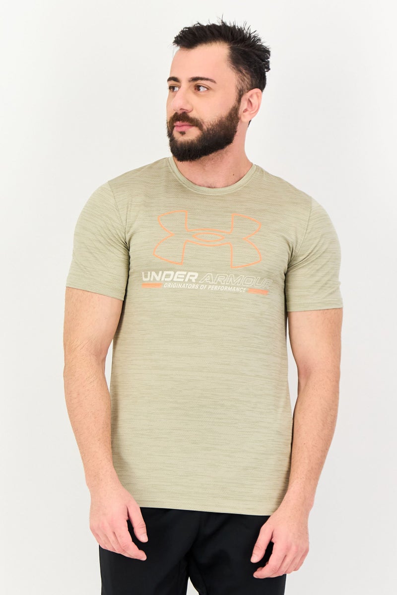 UNDER ARMOUR Men Loose Fit Short Sleeve Training T-Shirt, Khaki - Image 1