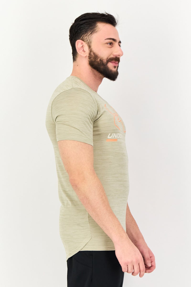 UNDER ARMOUR Men Loose Fit Short Sleeve Training T-Shirt, Khaki - Image 2