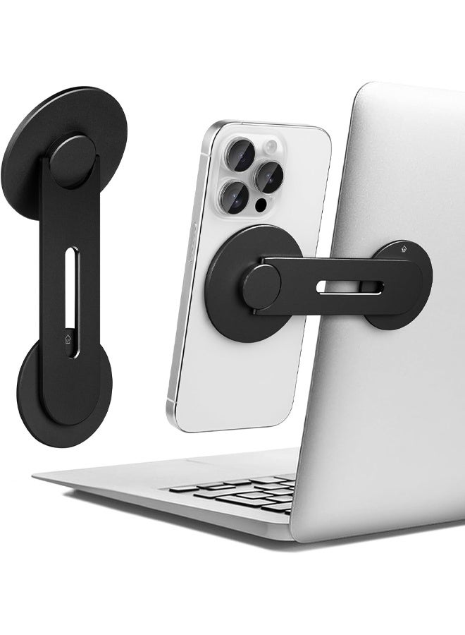 Ant Magnetic Laptop Phone Holder, 180° Rotating Phone Side Mount, Floating Car Holder for MagSafe, Dashboard Metals Magnetic Foldable Expansion Bracket for iPhone 17 Pro/Pro Max 16 15 14 13 12 (Black) - Image 1
