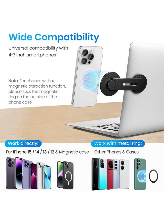 Ant Magnetic Laptop Phone Holder, 180° Rotating Phone Side Mount, Floating Car Holder for MagSafe, Dashboard Metals Magnetic Foldable Expansion Bracket for iPhone 17 Pro/Pro Max 16 15 14 13 12 (Black) - Image 3