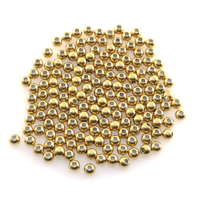 RuiLing 100Pack 6mm 304 Stainless Steel Smooth Round Spacer Beads Seamless Loose Beads for Jewelry Making Findings DIY Crafts Accessories 2mm Hole Gold