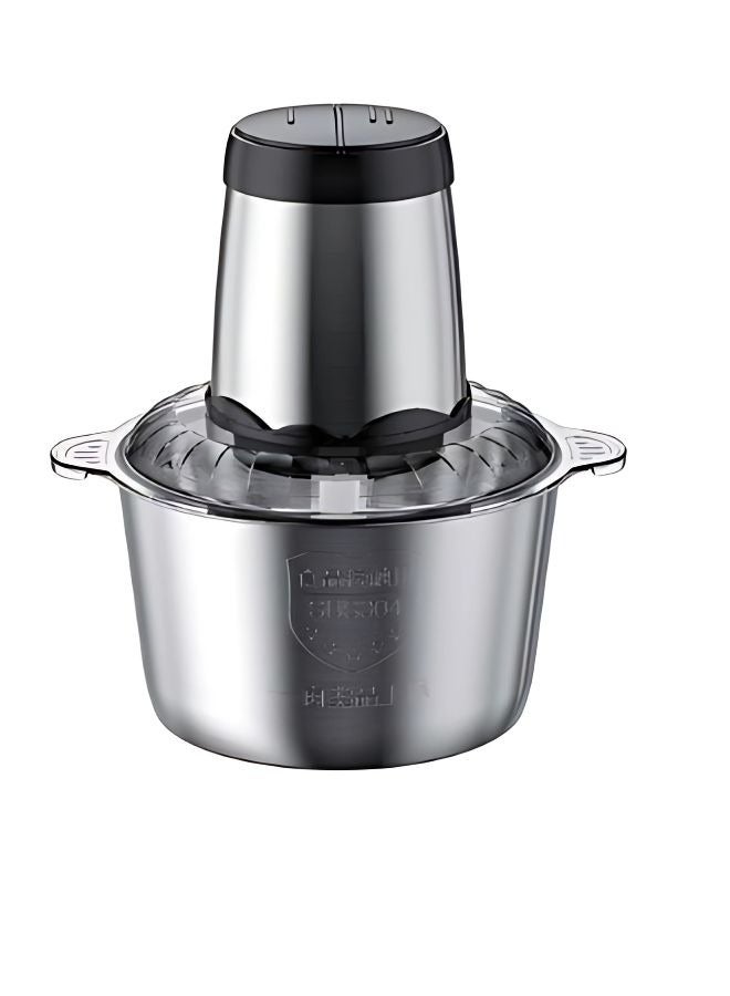 ET-LIFE Stainless Steel Bowl Electric Chopper 2L 304, Meat Grinder  Food Processor, 2-Speed Control, 300W Food Chopper Kitchen Appliance with Stainless Steel Blades, Electric Meat Blender for Vegetables , Salad, Fruits, Electric Meat chopper with Silver/Black Design - Image 1
