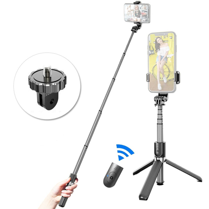 2-in-1 Selfie Stick Tripod Stand Telescoping with Phone Holder Remote Controll Compatible with iPhone Samsung Huawei Smartphones for Selfie Live Streaming Video Recording Online Meeting Chatting - Image 3