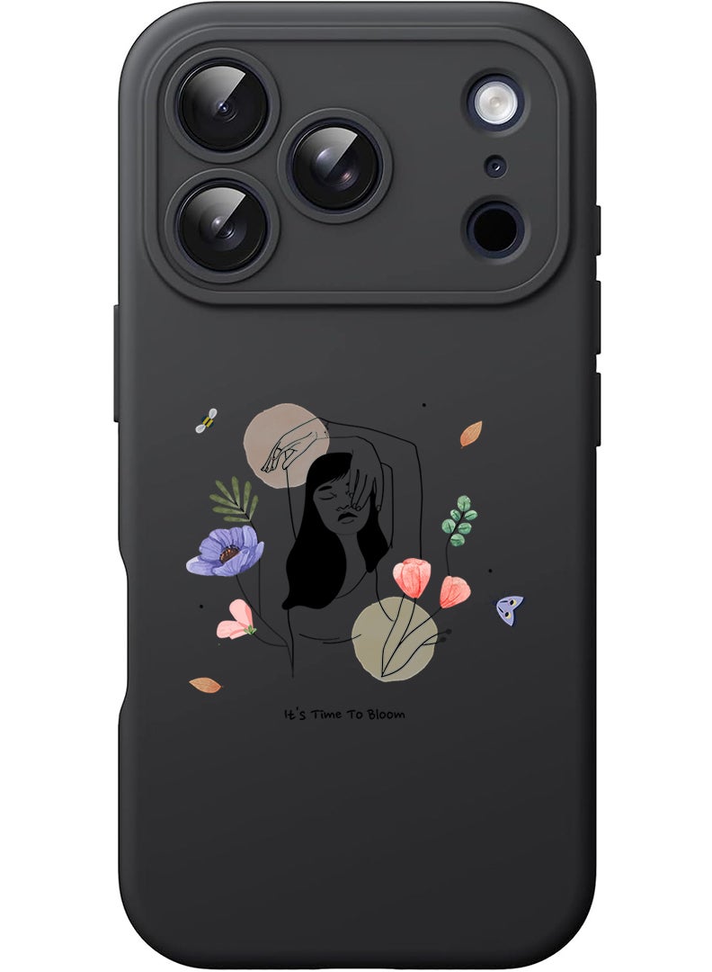 Theodor Protective Slim Fit Case Liquid Silicone Cover with Full Body Protection Anti-Scratch Shockproof Case For Apple iPhone 17 Pro Max (Black) Bloom2 - Image 1