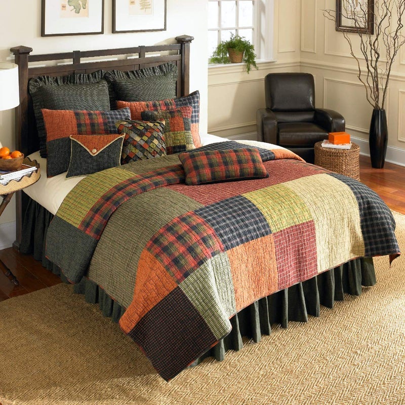 Donna Sharp Donna Sharp King Quilt  Woodland Square Cotton Lodge Quilt with Patchwork Pattern  Machine Washable 