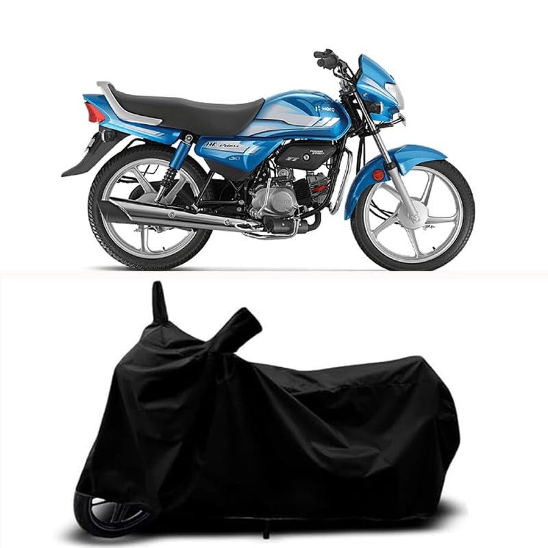 RABABLI Bike Body Cover Compatible with Hero HF Deluxe i3S with All Variants Scratch-Proof, Buckle Belt – Rain, UV & Dust Resistant Windproof & All-Weather Shield (Black Color) - Image 1