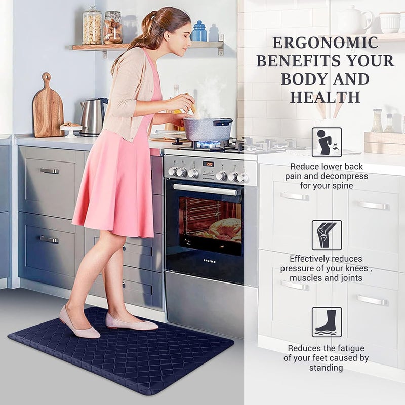 HappyTrends Kitchen Runner Rugs Anti-Fatigue mats,17.3"x 28",Non Slip Waterproof Ergonomic Comfort Mat for Kitchen, Floor Home, Office, Sink, Laundry,Blue - Image 5