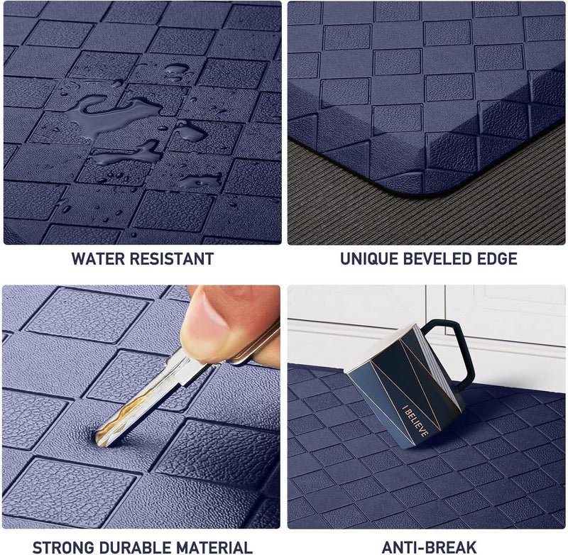 HappyTrends Kitchen Runner Rugs Anti-Fatigue mats,17.3"x 28",Non Slip Waterproof Ergonomic Comfort Mat for Kitchen, Floor Home, Office, Sink, Laundry,Blue - Image 4