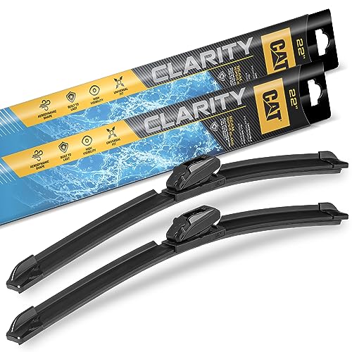 CAT C2.0 Wiper Blades (2-Pack), Front or Rear Wiper Blades for Cars SUVs Trucks, Direct OEM Replacement, Heavy Duty Streak-Free All Seasons Silent Crystal Clear Easy Installation - 22" + 22" - Image 1