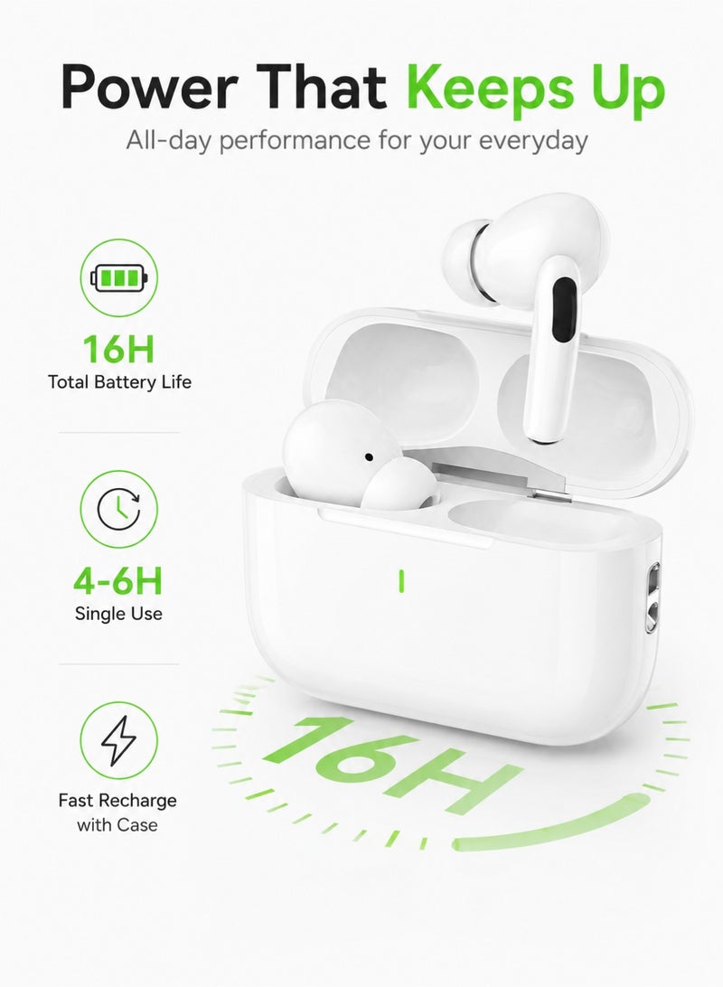 Leoxol Wireless Earbuds | 16 Hour Battery TWS Bluetooth Earphones | Touch Control In Ear Headphones With Charging Case White - Image 3
