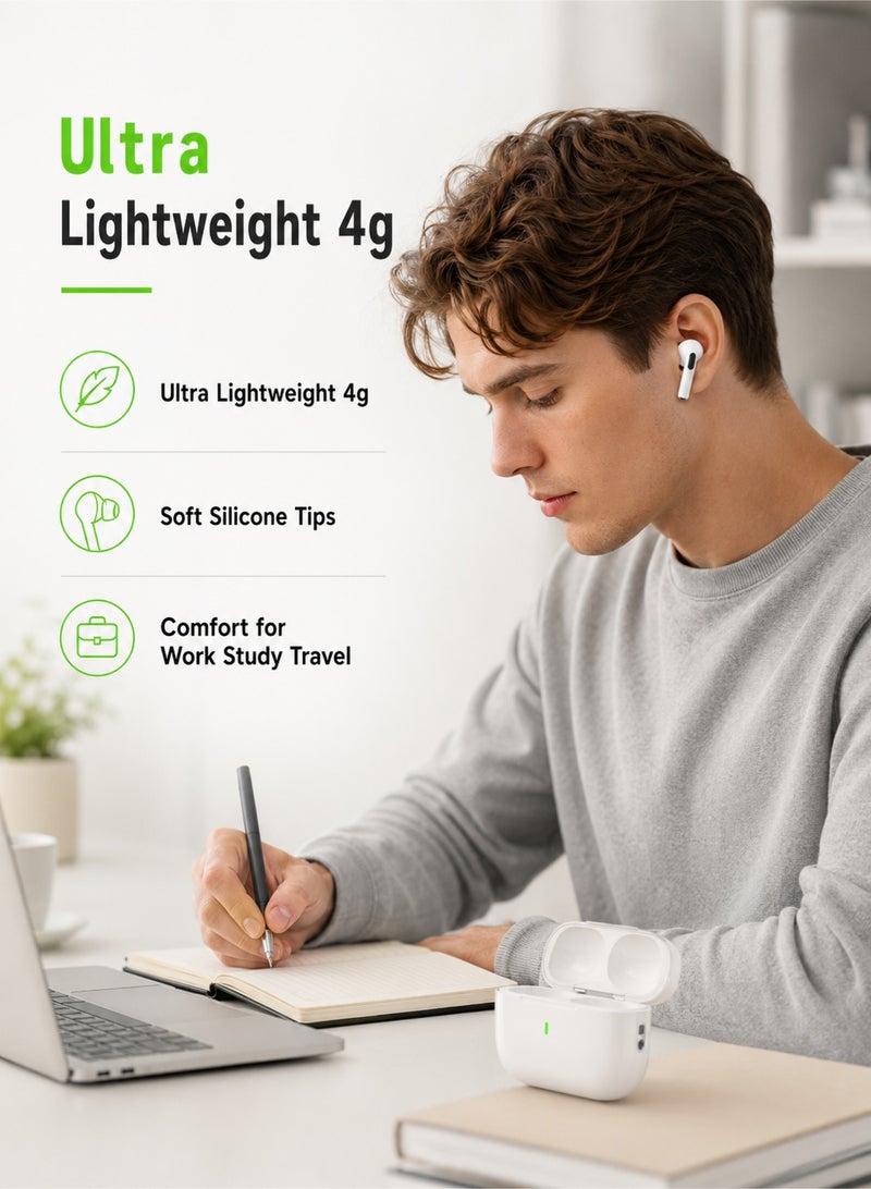 Leoxol Wireless Earbuds | 16 Hour Battery TWS Bluetooth Earphones | Touch Control In Ear Headphones With Charging Case White - Image 5