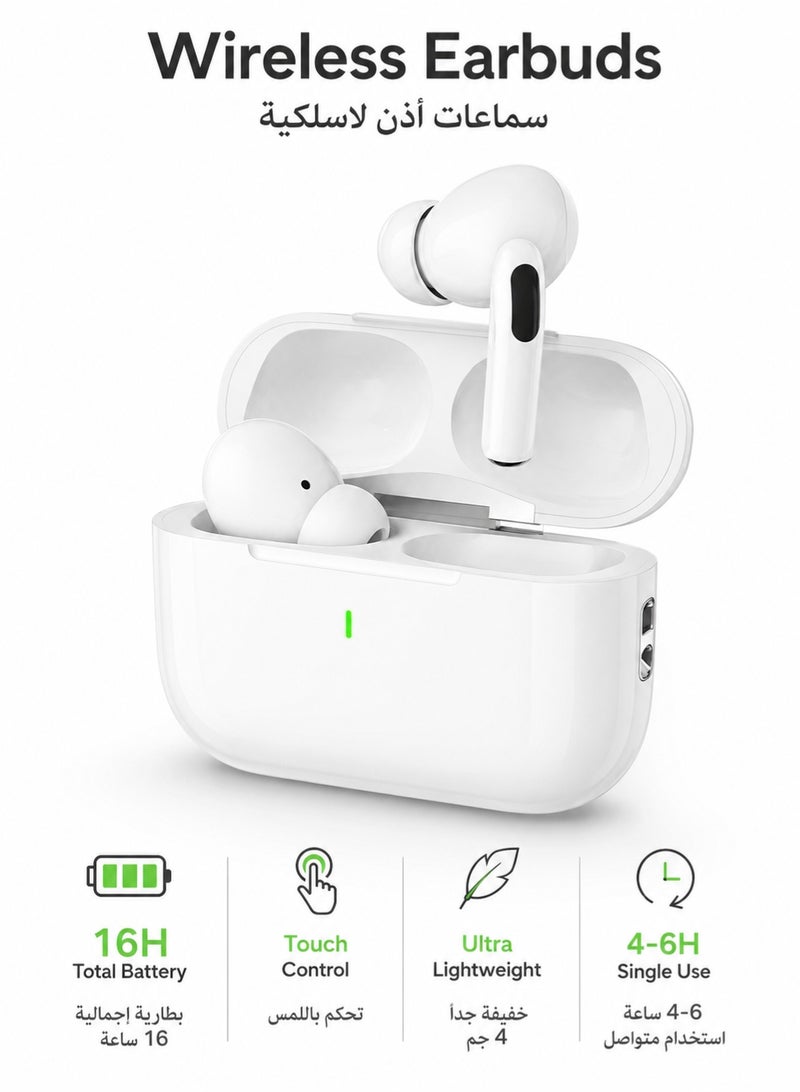 Leoxol Wireless Earbuds | 16 Hour Battery TWS Bluetooth Earphones | Touch Control In Ear Headphones With Charging Case White - Image 1