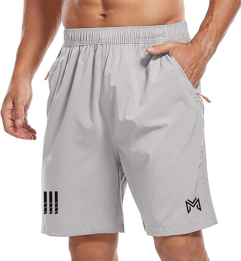 Mehrang Men's Ourdoor Comfort Fit Sports Shorts with Pockets | Quick Dry Workout Shorts for Men Gym Yoga and Running (in, Alpha, XL, Light Grey) - Image 1