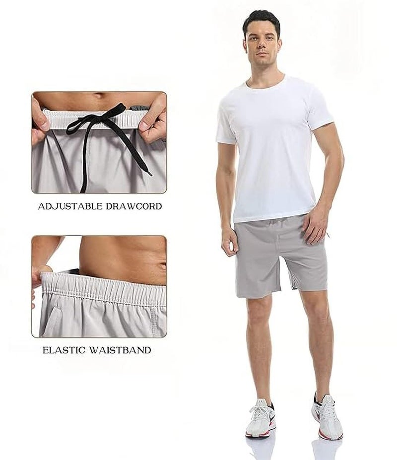 Mehrang Men's Ourdoor Comfort Fit Sports Shorts with Pockets | Quick Dry Workout Shorts for Men Gym Yoga and Running (in, Alpha, XL, Light Grey) - Image 5