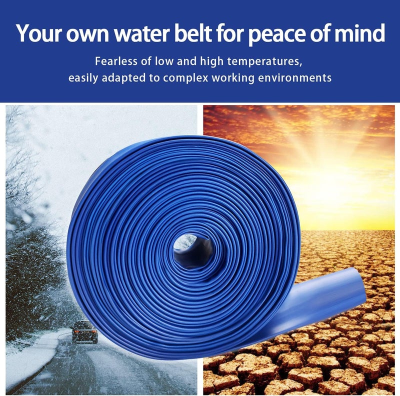 YASHINE PVC HOSE 2"*50ft, Pool Backwash Hose, Heavy Duty Reinforced Blue PVC Lay Flat Water, For Swimming Drain Pools and Clean Filters, with 2 Clamp - Image 5