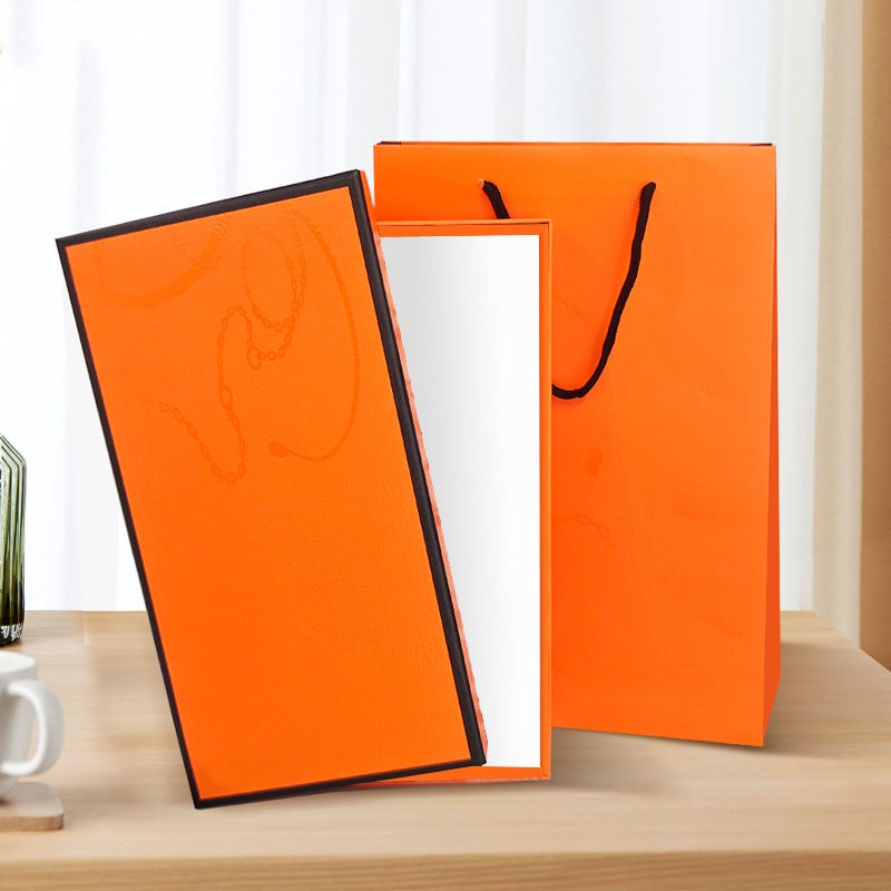 Silk Scarf Gift Box Holiday Gift Suit Scarf Scarf Hand Gift Box Fashion High-End Paper Bag Packaging Orange Box - Image 1
