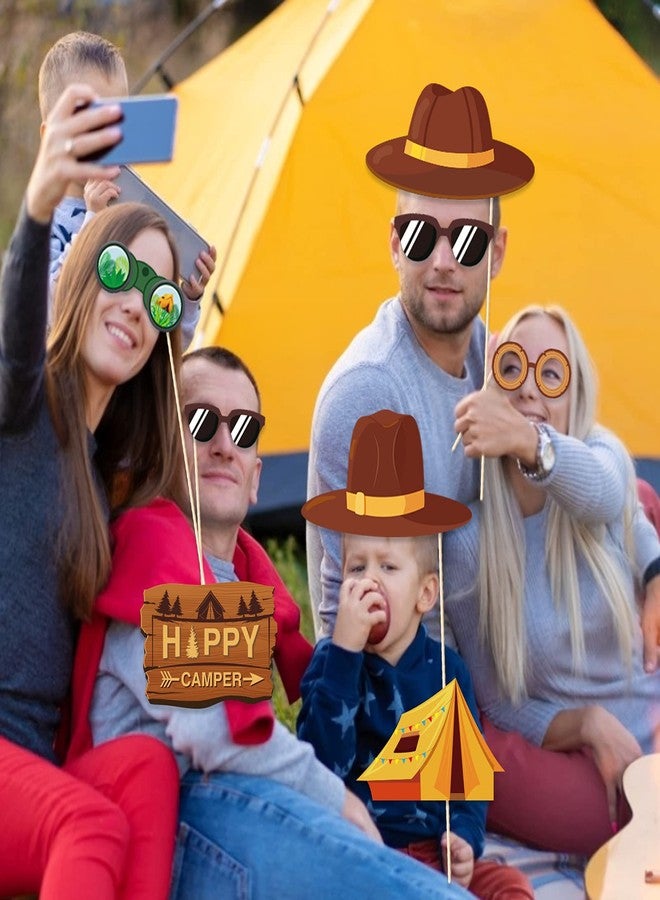 Lide Road 25Pcs Happy Camper Party Photo Props, Camping Adventure Photo Booth Props with Stick and Dot Glue for Camping Birthday Party, Baby Shower,Backyard Camp Out Campfire Hiking Adventure Party Decor - Image 4