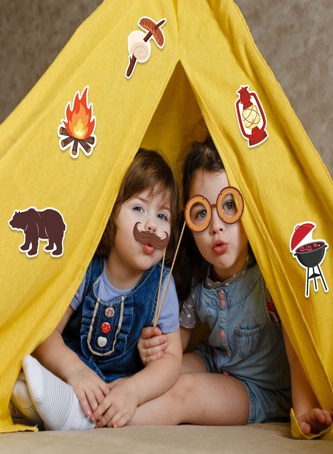 Lide Road 25Pcs Happy Camper Party Photo Props, Camping Adventure Photo Booth Props with Stick and Dot Glue for Camping Birthday Party, Baby Shower,Backyard Camp Out Campfire Hiking Adventure Party Decor - Image 3