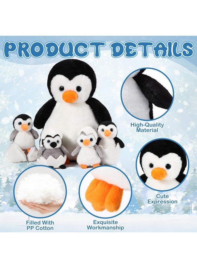 Aoriher Aoriher 7 Pcs Penguin Stuffed Animal Sets 14 Inch Mommy Penguin and Plush Babies with 2 Eggs Wrapping Soft Cute Animal Plushie for Graduation Kids Exchange Gifts  - Image 3