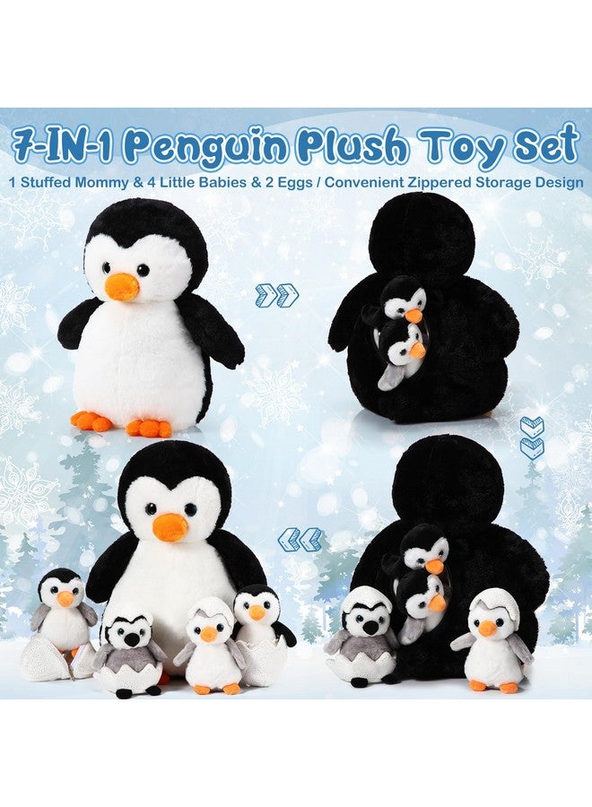 Aoriher Aoriher 7 Pcs Penguin Stuffed Animal Sets 14 Inch Mommy Penguin and Plush Babies with 2 Eggs Wrapping Soft Cute Animal Plushie for Graduation Kids Exchange Gifts  - Image 4