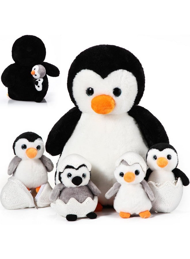 Aoriher Aoriher 7 Pcs Penguin Stuffed Animal Sets 14 Inch Mommy Penguin and Plush Babies with 2 Eggs Wrapping Soft Cute Animal Plushie for Graduation Kids Exchange Gifts  - Image 1