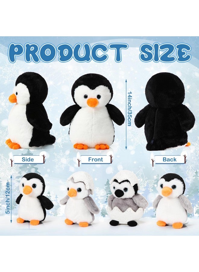 Aoriher Aoriher 7 Pcs Penguin Stuffed Animal Sets 14 Inch Mommy Penguin and Plush Babies with 2 Eggs Wrapping Soft Cute Animal Plushie for Graduation Kids Exchange Gifts  - Image 2