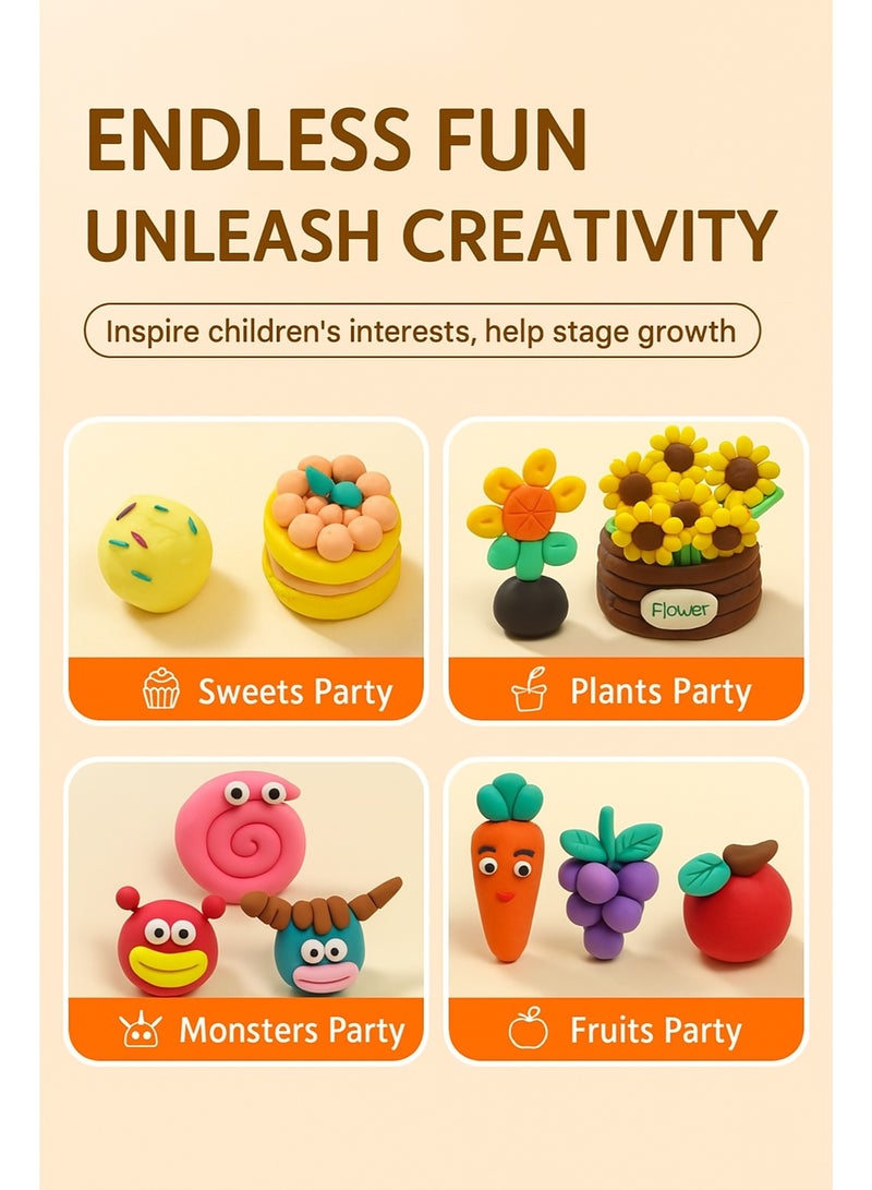 36 Colors Air Dry Foam Clay Kit – DIY Modeling Clay with Handy Carry Bag Stickers & Sculpting Tools, Non-Toxic Soft Magic Clay for Kids Art Crafts(Blue) - Image 3