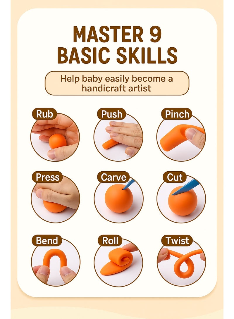 36 Colors Air Dry Foam Clay Kit – DIY Modeling Clay with Handy Carry Bag Stickers & Sculpting Tools, Non-Toxic Soft Magic Clay for Kids Art Crafts(Blue) - Image 4