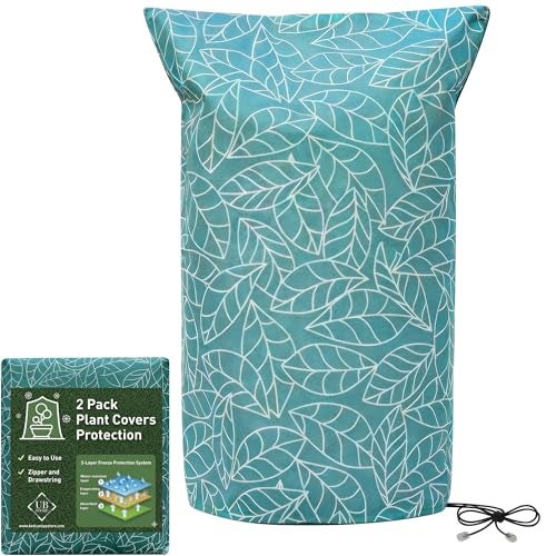 UB-STORE Plant Covers Freeze Protection 59"x91" in 2 Pack | Green Winter Frost Blankets for Outdoor Plants | Reusable Garden Cover Bags with Zipper Drawstring | Cold Weather Shrub Protection Cloth - Image 1
