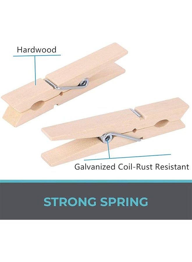 48 Pcs Wooden Clothespins Heavy Duty Natural Wood Laundry Clips, Strong Grip Clothes Pegs for Hanging Clothes, Photos, Crafts, DIY Projects, Home Kitchen Drying Rack Accessories, Reusable Eco-Friendly Clips - Image 4