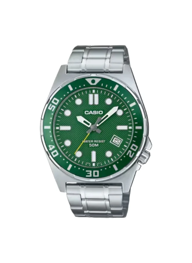 كاسيو Men's Stainless Steel Analog Watch MTD-135D-3AVDF - 43.6 mm