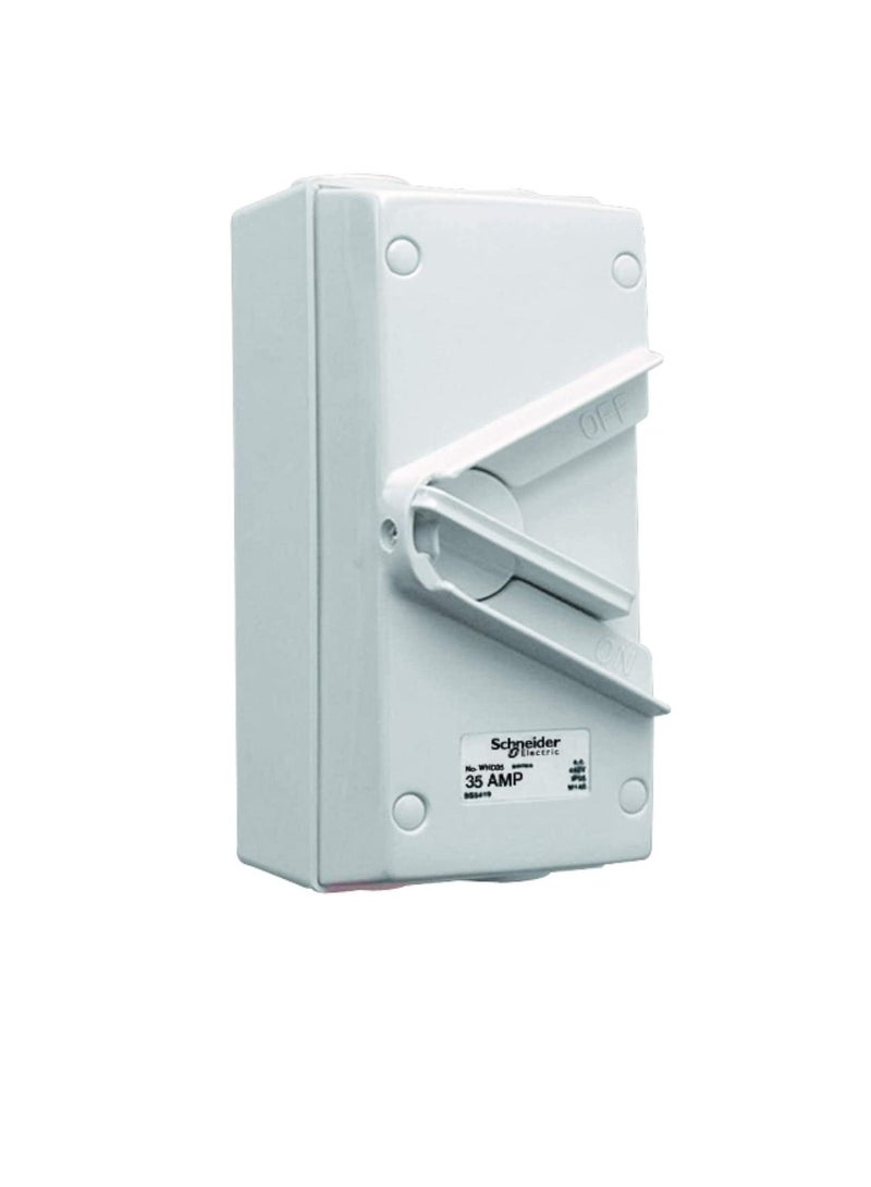 Schneider Electric 35A 440V Surface Mount Double Pole Isolating Switch IP66 weatherproof - Image 3