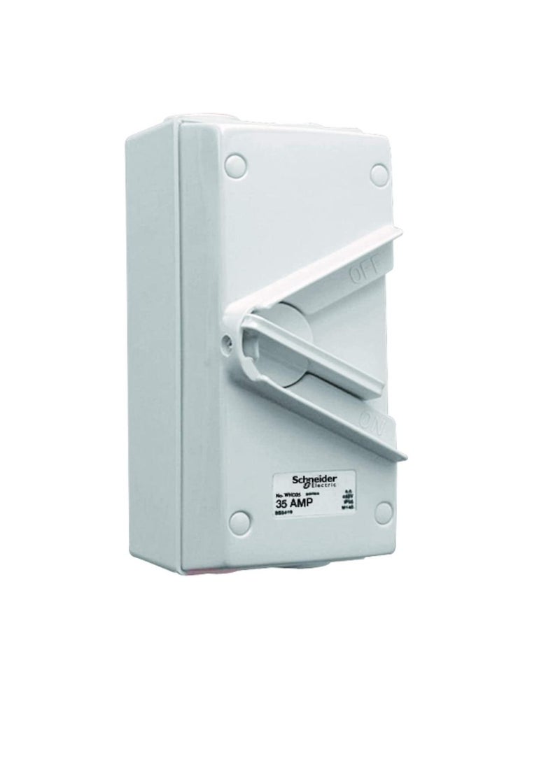 Schneider Electric 35A 440V Surface Mount Double Pole Isolating Switch IP66 weatherproof - Image 1
