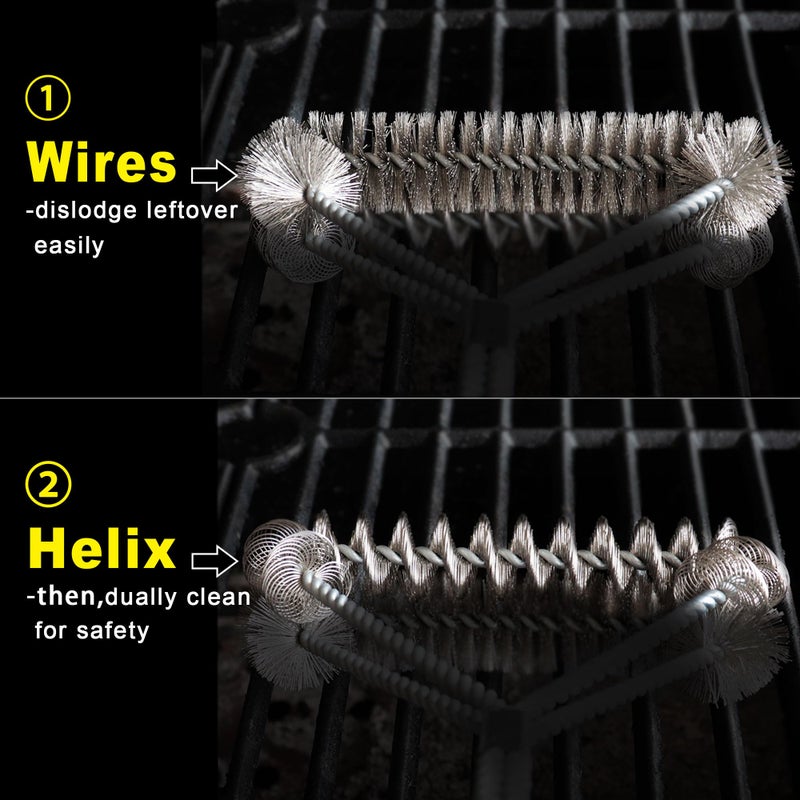 GRILLART Grill Brush [Wire + Helix] Combined BBQ Brush - Safe & Efficient Grill Cleaning Brush - 18" Grill Cleaner Brush Scrubber for Gas/Porcelain/Charbroil Grates – BBQ Accessories Gifts for Men/Dad - Image 2