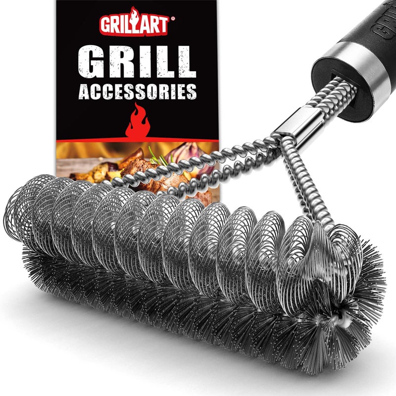 GRILLART Grill Brush [Wire + Helix] Combined BBQ Brush - Safe & Efficient Grill Cleaning Brush - 18" Grill Cleaner Brush Scrubber for Gas/Porcelain/Charbroil Grates – BBQ Accessories Gifts for Men/Dad - Image 1