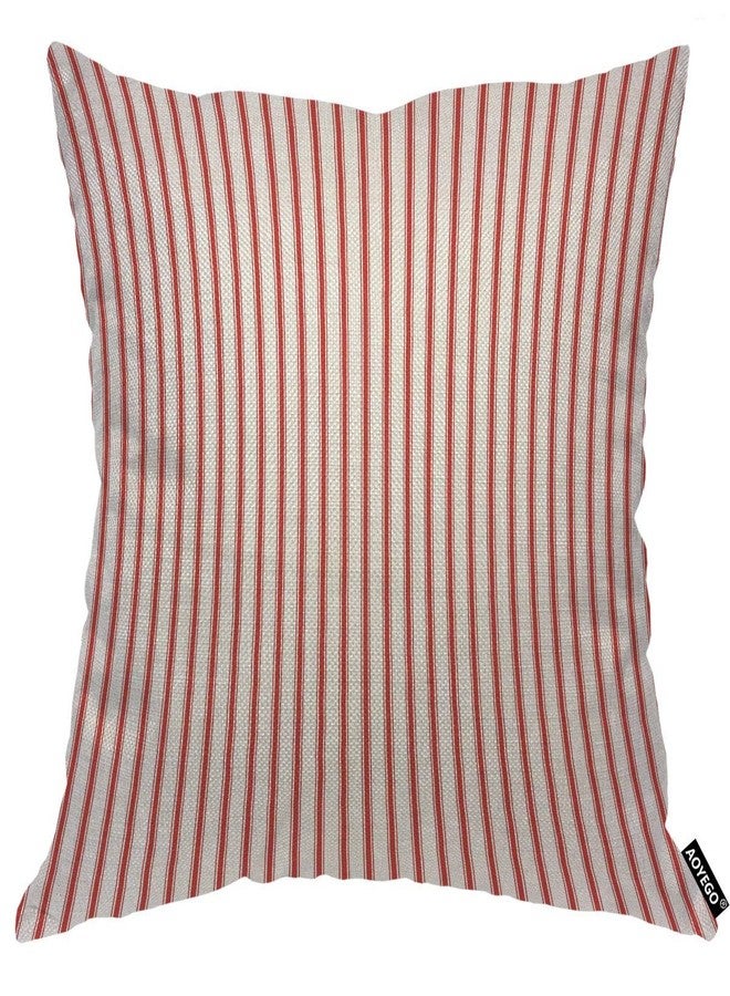 AOYEGO Red Vertical Stripe Throw Pillow Cover Streaks Red and White Line Background Fashion Striped Simple Repeat Pillow Case 18x18 Inch Decorative Men Women Room Cushion Cover for Home Couch - Image 1