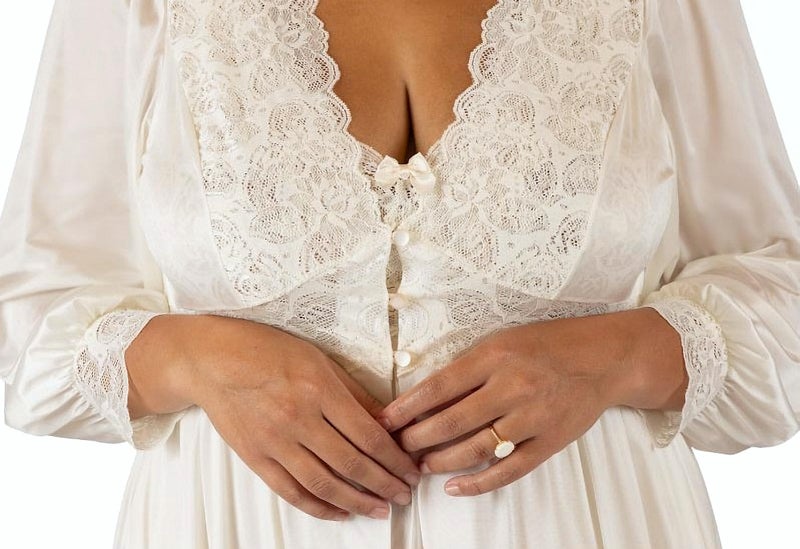 Shadowline Silhouette Gown and Peignoir Set (51737), Ivory, 2X - Image 2