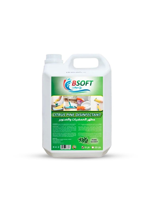 BSOFT Disinfectant Antibacterial Power Floor Cleaner Citrus Pine Scent 5L – Multi-Surface Cleaning Liquid, Removes Germs, Stains & Odors, Long-Lasting Freshness - Image 1