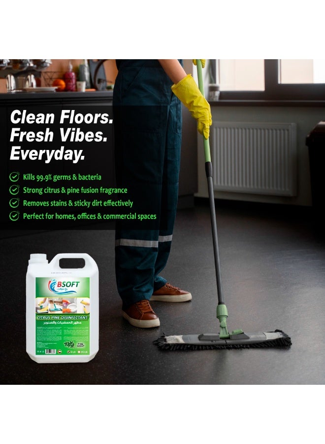 BSOFT Disinfectant Antibacterial Power Floor Cleaner Citrus Pine Scent 5L – Multi-Surface Cleaning Liquid, Removes Germs, Stains & Odors, Long-Lasting Freshness - Image 2
