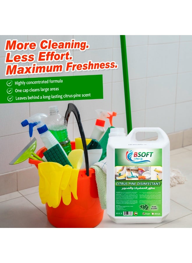 BSOFT Disinfectant Antibacterial Power Floor Cleaner Citrus Pine Scent 5L – Multi-Surface Cleaning Liquid, Removes Germs, Stains & Odors, Long-Lasting Freshness - Image 3