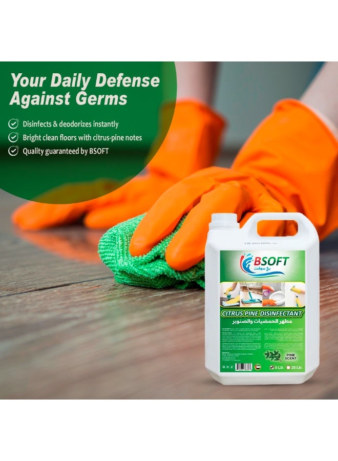 BSOFT Disinfectant Antibacterial Power Floor Cleaner Citrus Pine Scent 5L – Multi-Surface Cleaning Liquid, Removes Germs, Stains & Odors, Long-Lasting Freshness - Image 5
