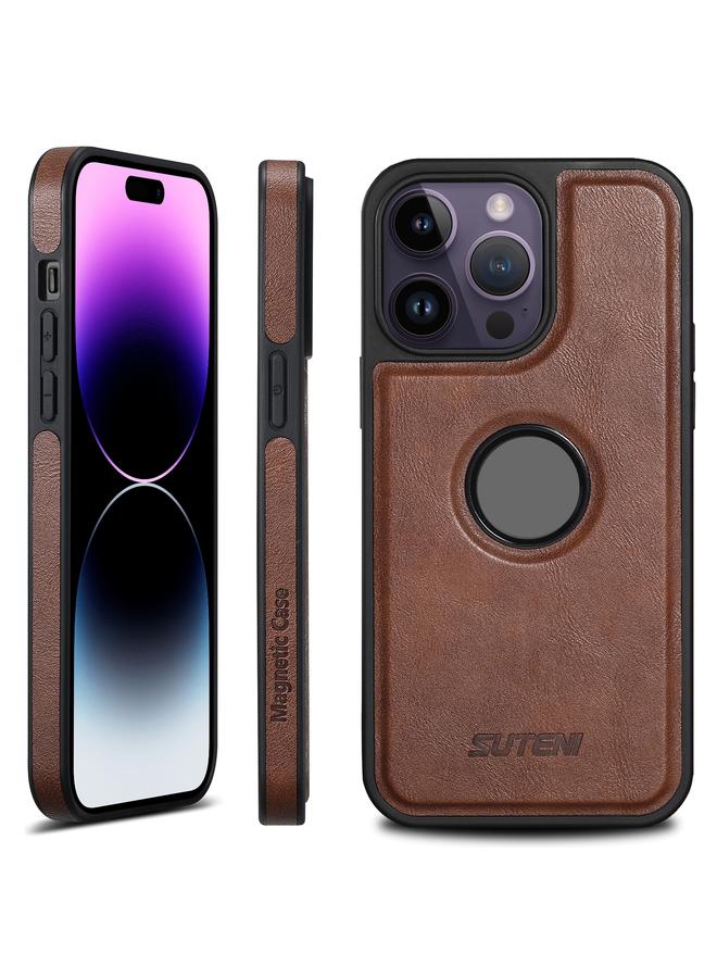 Green Tiger For iPhone 14 Pro Suteni G1 Magsafe Leather Back Phone Case(Brown)