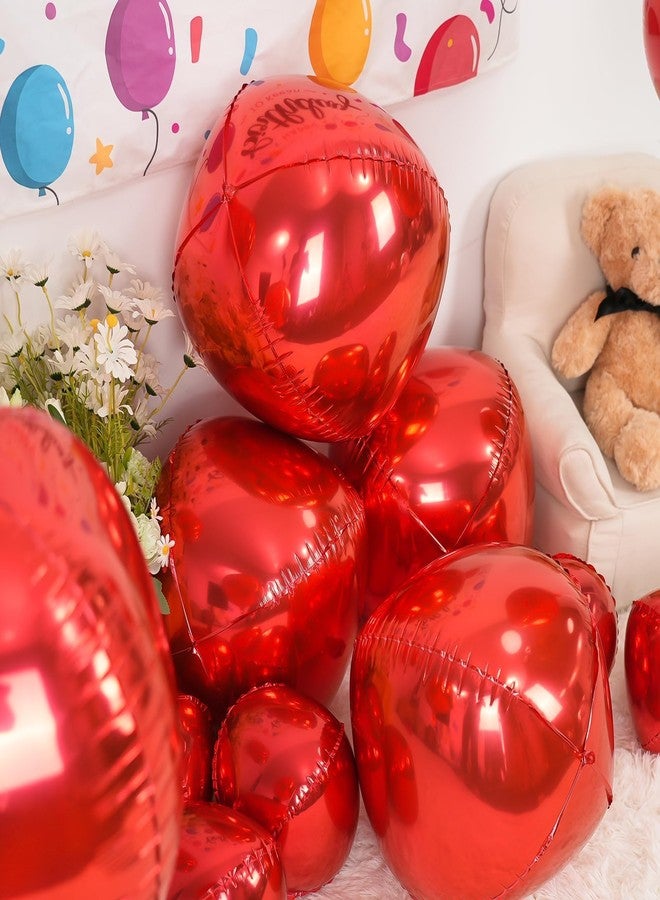 Vibzox 12Pcs Red Round Foil Balloons, 22" 15" 10" 4D Ball Balloons, Metallic Red Foil Balloon for Wedding Birthday Graduation Christmas New Year Party Decoration Supplies Backdrops - Image 4