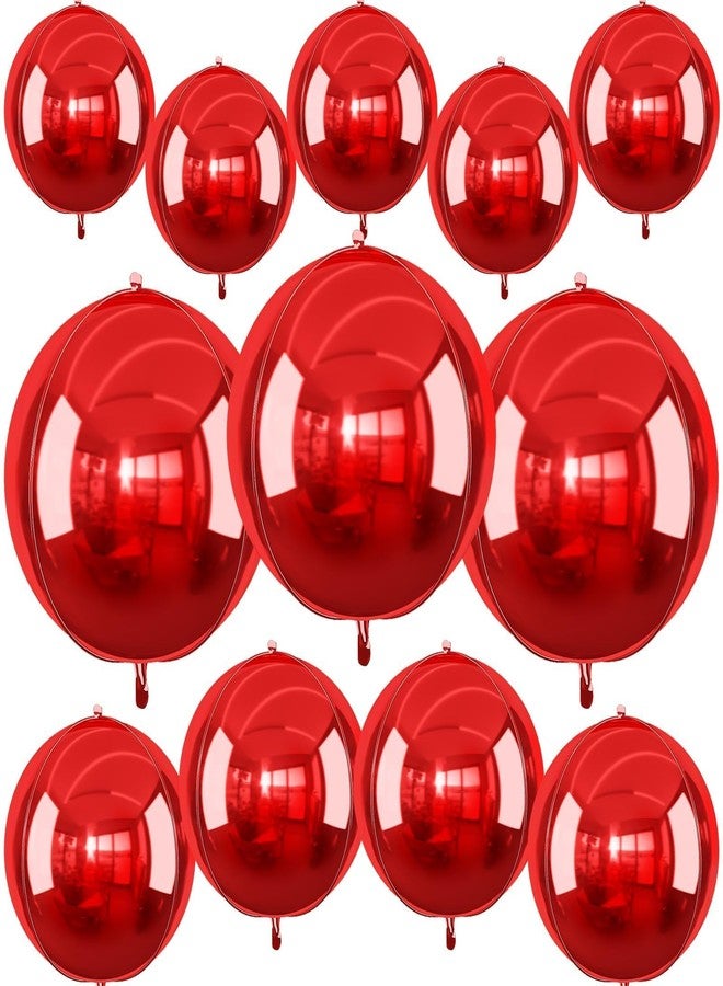 Vibzox 12Pcs Red Round Foil Balloons, 22" 15" 10" 4D Ball Balloons, Metallic Red Foil Balloon for Wedding Birthday Graduation Christmas New Year Party Decoration Supplies Backdrops - Image 1