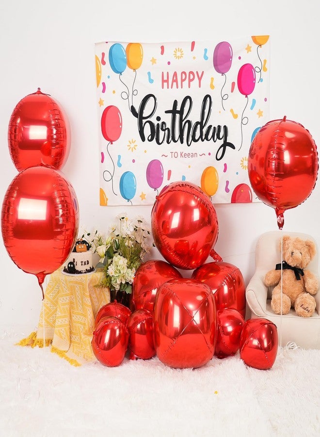 Vibzox 12Pcs Red Round Foil Balloons, 22" 15" 10" 4D Ball Balloons, Metallic Red Foil Balloon for Wedding Birthday Graduation Christmas New Year Party Decoration Supplies Backdrops - Image 3