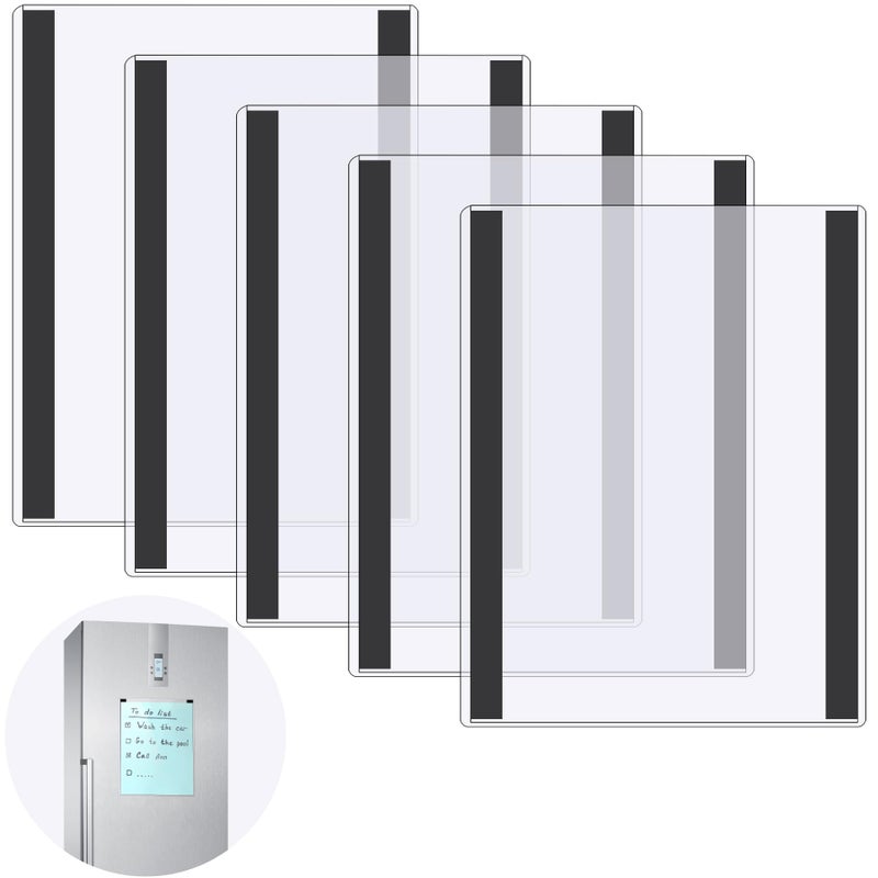 Nufiwra 5 Pcs 8.5'' x 11'' Rigid Magnetic Sign Holders - Clear Plastic Document Frames with Magnet Borders for Letter Size Posters - Perfect for Home, Office, and Store Displays - Image 1