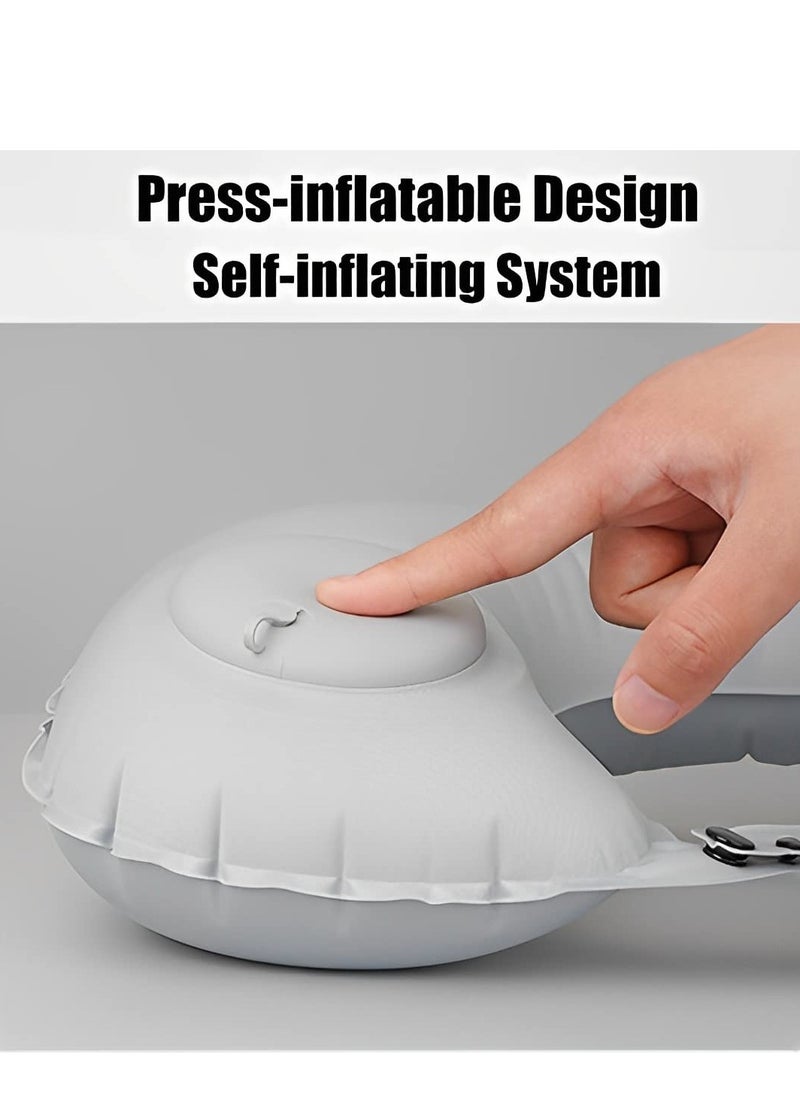 MIXDE - Inflatable U-shaped Pillow, Air Pillow Core Ofice Pillow, Portable Neck Protector, Press Flat Buckle, Press Inflatable Travel Pillow, Eye Mask, Earplugs, Storage Bag - Image 1