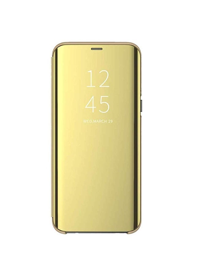 جراب قلاب شفاف لهاتف Realme C21، بدون مستشعر، مع وضعية مشاهدة ثابتة، غطاء حماية كامل بمرآة، متوافق مع Realme C21 (6.5 بوصة) (ذهبي) - Image 5