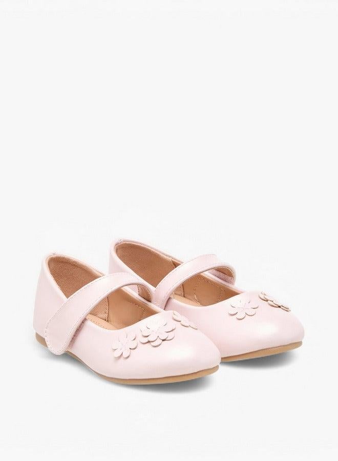 Flora Bella By Shoexpress Girls Floral Applique Ballerina Shoes with Hook and Loop Closure - Image 3