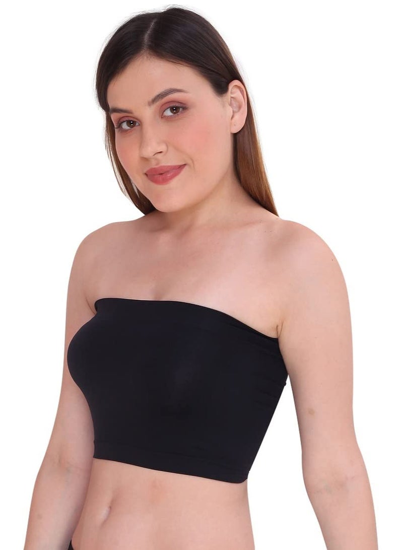 Glamroot حمالة صدر نسائية بدون حمالات بدون بطانة (عبوة من قطعتين) أسود/بيج - Image 4